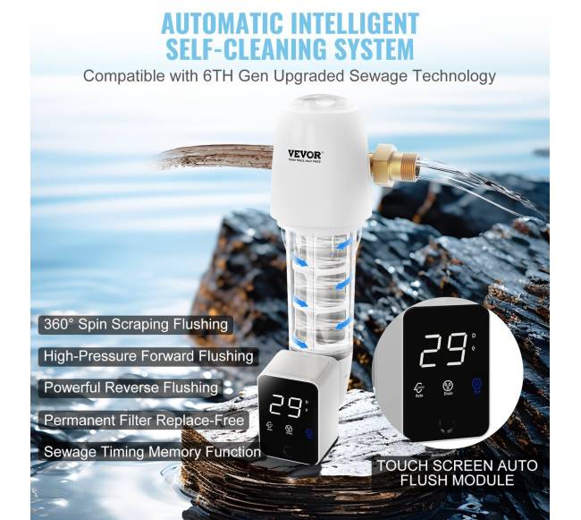 Vandens filtro 40 mikronų nuosėdų filtras su grįžtamu plovimu2