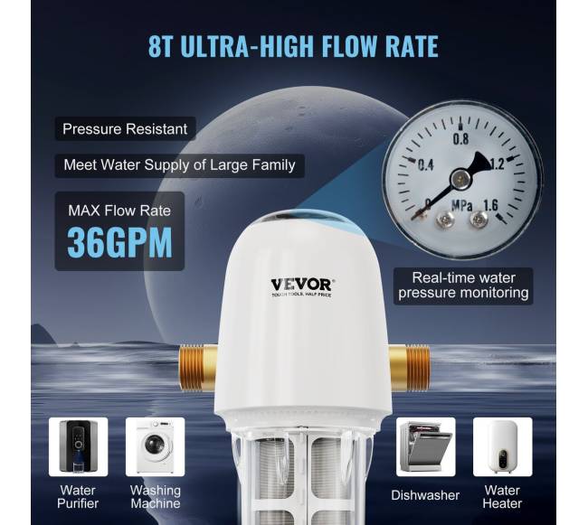 Vandens filtro 40 mikronų nuosėdų filtras su grįžtamu plovimu3