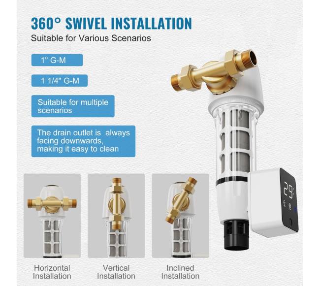 Vandens filtro 40 mikronų nuosėdų filtras su grįžtamu plovimu5