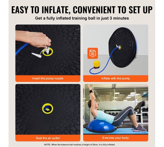 66 cm pusė treniruočių kamuolio su pasipriešinimo juosta4