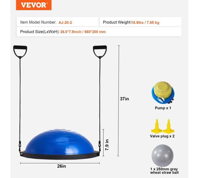 66 cm pusė treniruočių kamuolio su pasipriešinimo juosta6