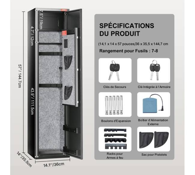 Šautuvų seifas su skaitmenine klaviatūra ir užraktu6