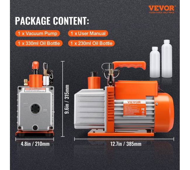 5 CFM dviejų pakopų vakuuminis siurblys6