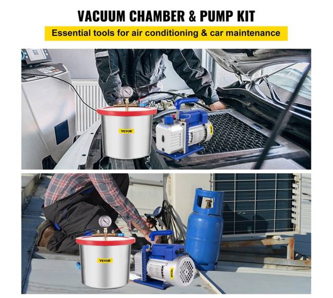 2 galonų vakuuminė kamera su silikono epoksidinėmis dujomis 4CFM 1\3HP siurblys1