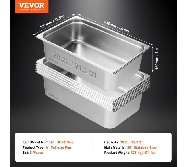 6 vnt. pilno dydžio maisto indų rinkinys 15 cm6