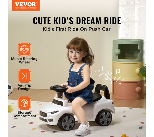 Stumdomas automobilis vaikams 1-3 metų baltas1