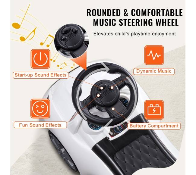 Stumdomas automobilis vaikams 1-3 metų baltas3