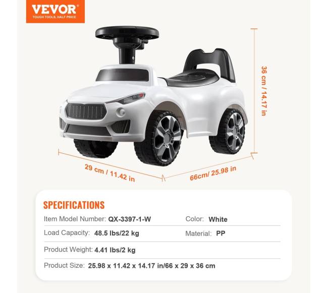 Stumdomas automobilis vaikams 1-3 metų baltas6