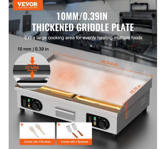 Elektrinė grilinė 4400 W stalviršio kepimo paviršius1