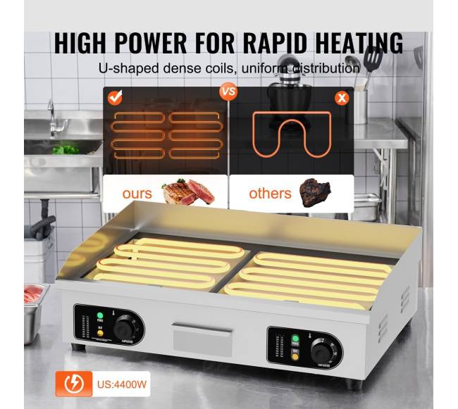 Elektrinė grilinė 4400 W stalviršio kepimo paviršius2