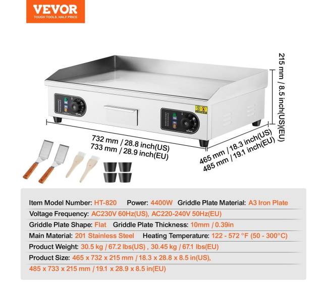 Elektrinė grilinė 4400 W stalviršio kepimo paviršius6