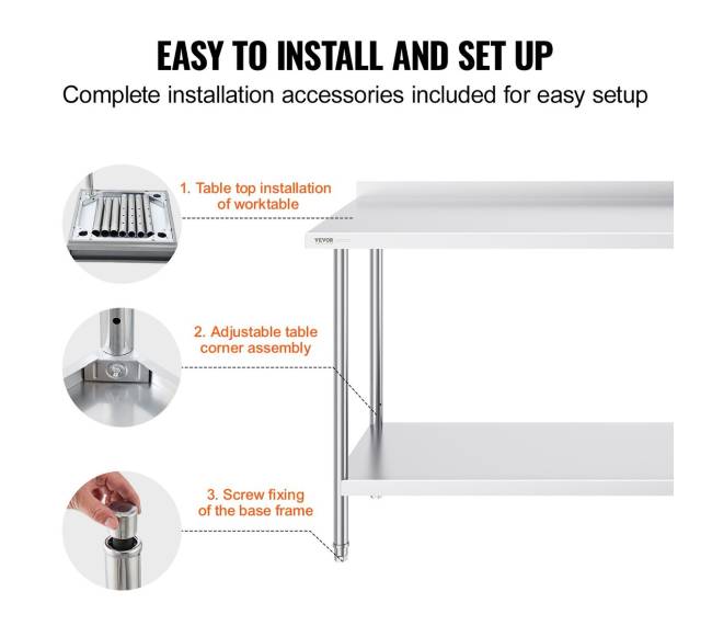 Nerūdijančio plieno maisto ruošimo stalas 61x183 cm5