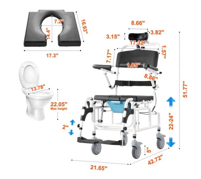 Dušo neįgaliųjų vežimėlis su aliuminio rėmu1