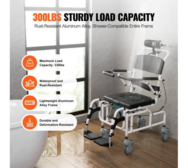 Dušo neįgaliųjų vežimėlis su aliuminio rėmu2