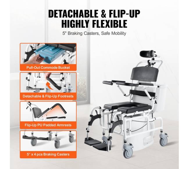 Dušo neįgaliųjų vežimėlis su aliuminio rėmu4