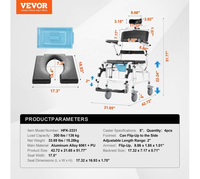 Dušo neįgaliųjų vežimėlis su aliuminio rėmu6