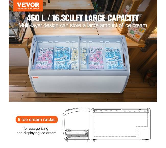 460 l talpos ledų vitrininė šaldymo dėžė1