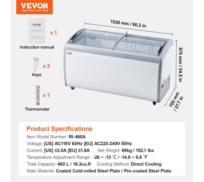 460 l talpos ledų vitrininė šaldymo dėžė6