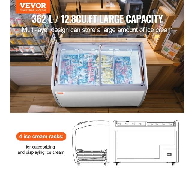 362 L komercinė ledų laikymo vitrina1