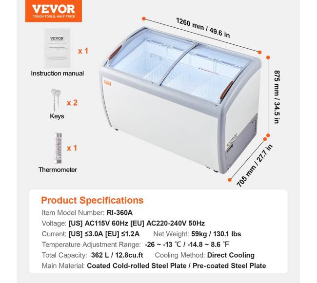 362 L komercinė ledų laikymo vitrina6