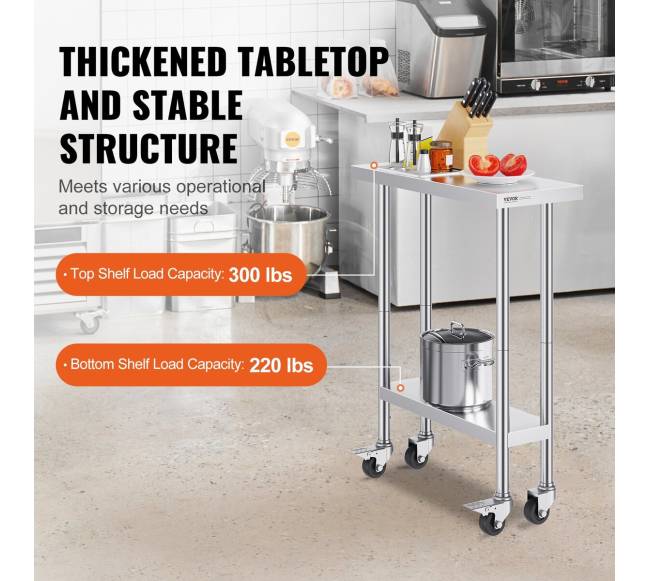 Nerūdijančio plieno darbo stalas su ratukais2