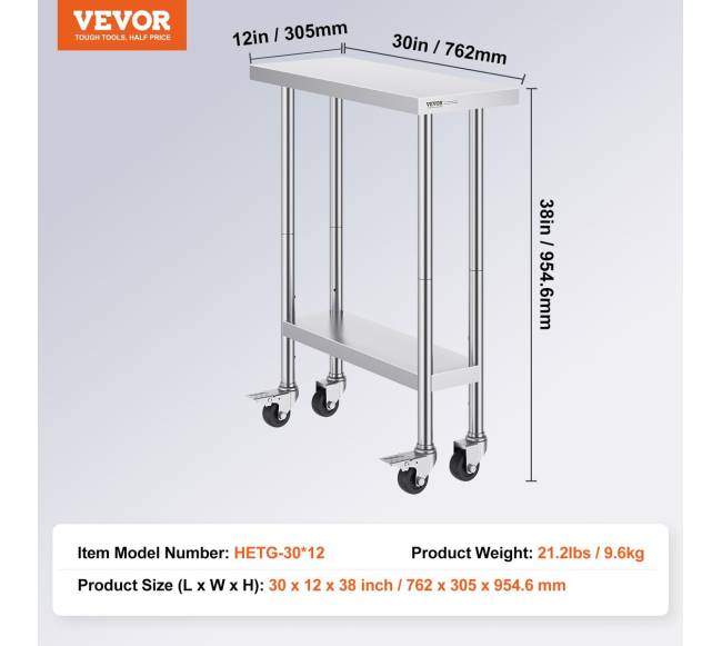 Nerūdijančio plieno darbo stalas su ratukais6
