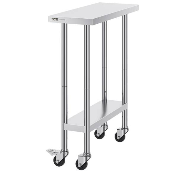 Nerūdijančio plieno darbo stalas su ratukais8