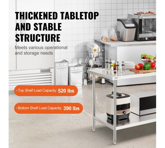 Nerūdijančio plieno darbo stalas maisto ruošimui 76x152x86 cm2