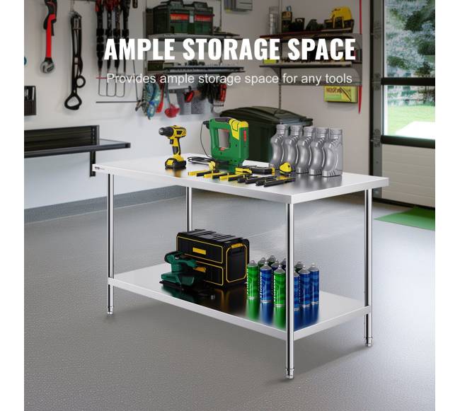 Nerūdijančio plieno darbo stalas maisto ruošimui 76x152x86 cm3