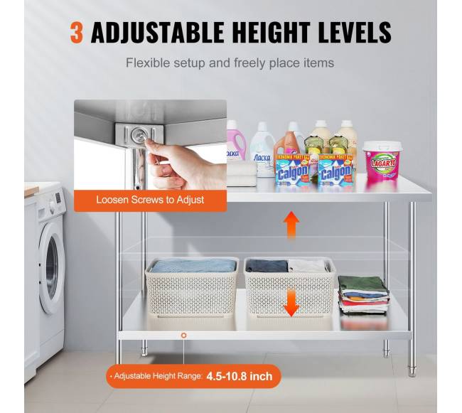 Nerūdijančio plieno darbo stalas maisto ruošimui 76x152x86 cm4