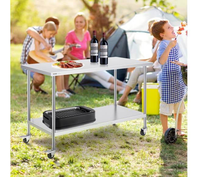 nerūdijančio plieno darbastalis 76x152 cm su ratukais7