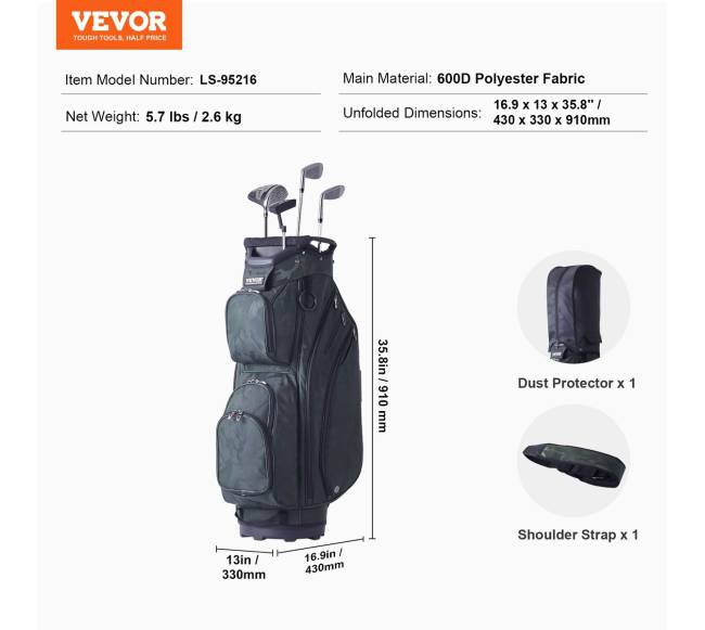 91 cm golfo krepšys su 14 skyrių6