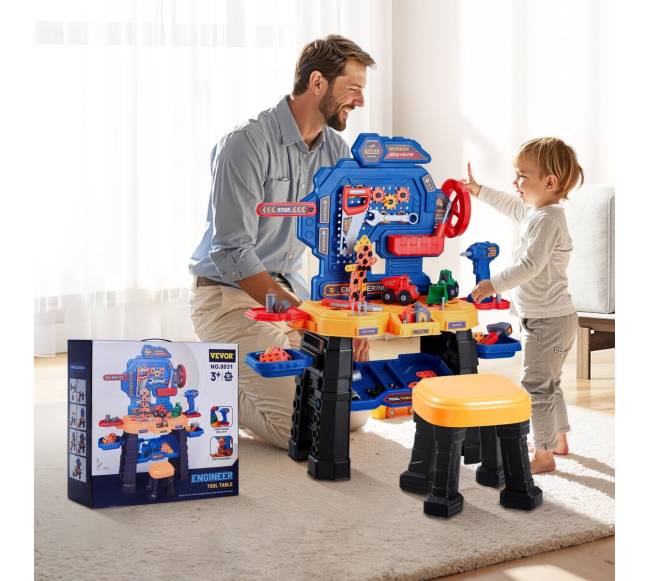 Vaikiškas darbastalis su 181 dalimi ir elektriniu grąžtu0
