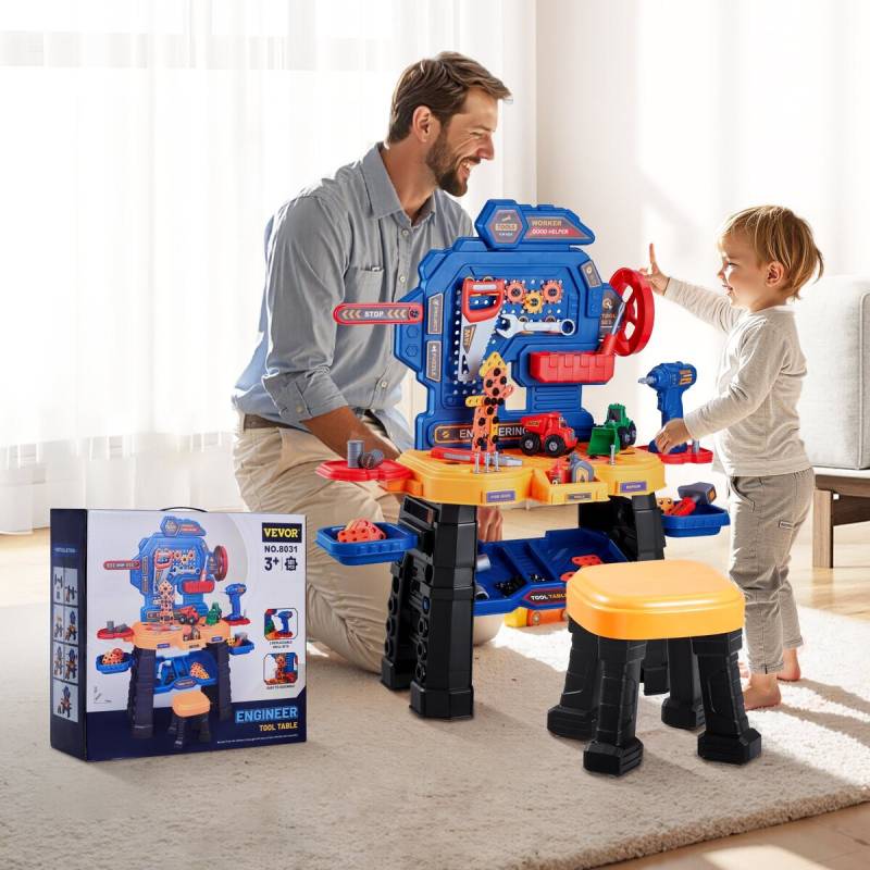 Vaikiškas darbastalis su 181 dalimi ir elektriniu grąžtu0