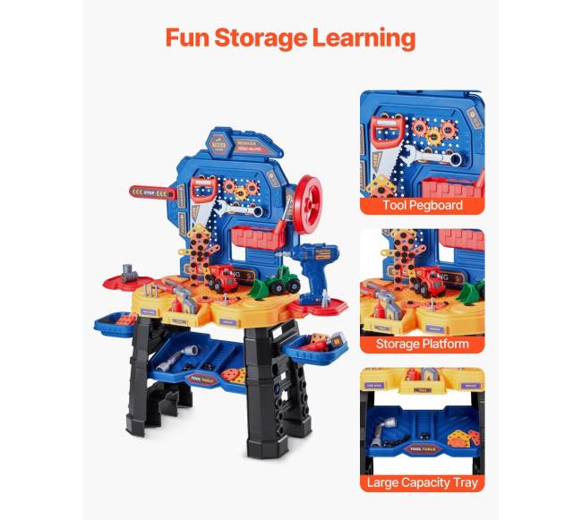 Vaikiškas darbastalis su 181 dalimi ir elektriniu grąžtu4