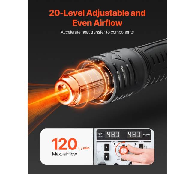 2-in-1 lituoklis su karšto oro stotimi 820 W3