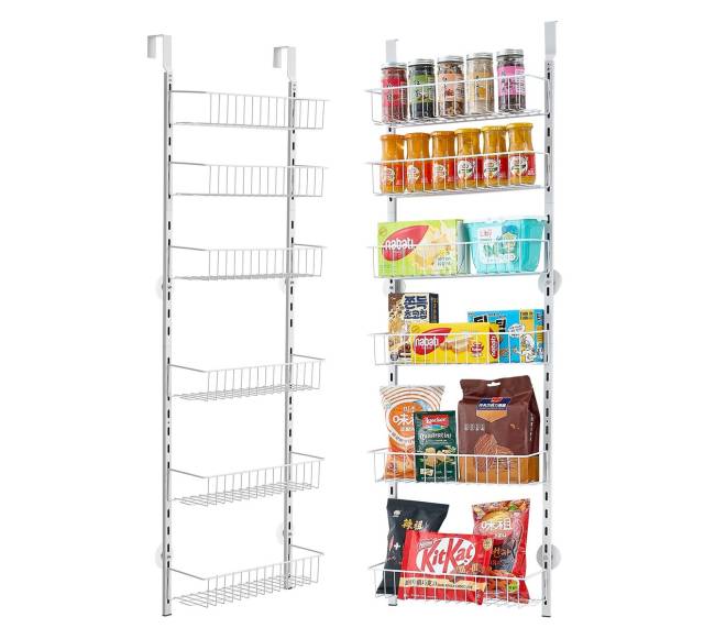 6 lygių kabanti lentyna durų sandėliavimui0