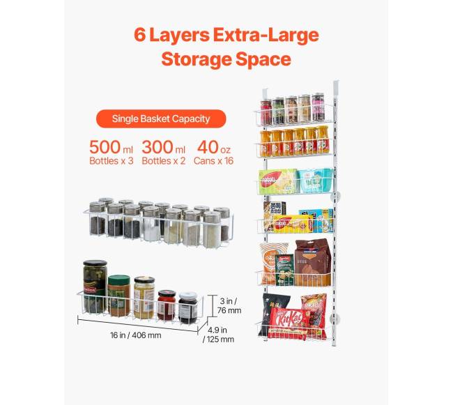 6 lygių kabanti lentyna durų sandėliavimui4