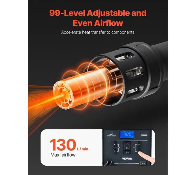 Karšto oro lituoklis 1000W su LED ekranu2