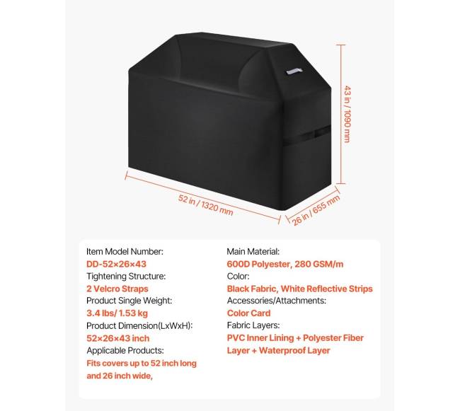 52 colių grilio uždangalas atsparus vandeniui6