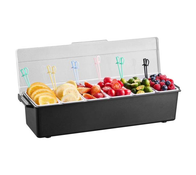 Atvėsintas padažų padėklas su 6 skyreliais0