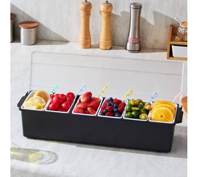 Atvėsintas padažų padėklas su 6 skyreliais7