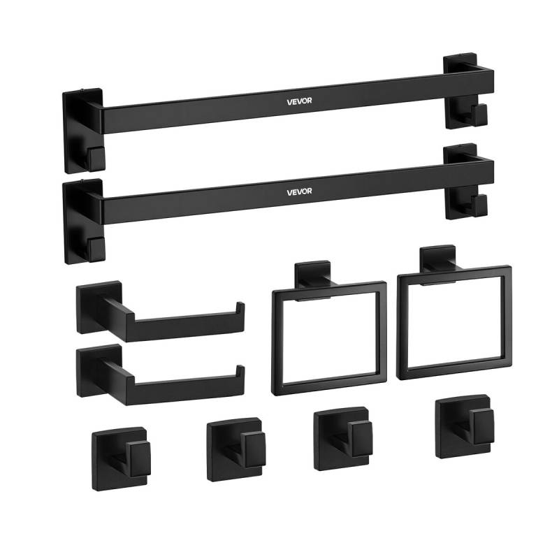 Matinė juoda vonios įrangos komplektacija, 10 dalių0