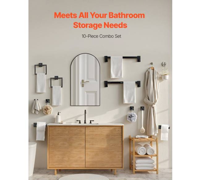 Matinė juoda vonios įrangos komplektacija, 10 dalių1