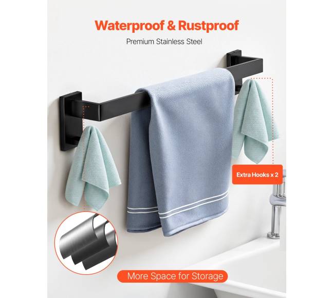 Matinė juoda vonios įrangos komplektacija, 10 dalių2