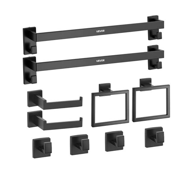 Matinė juoda vonios įrangos komplektacija, 10 dalių8