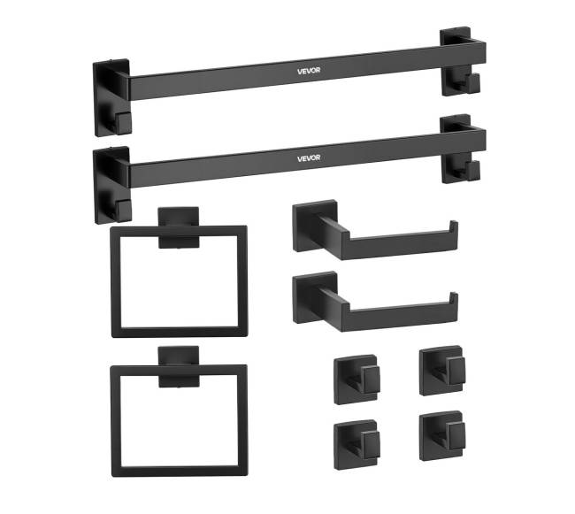 Matinė juoda vonios įrangos komplektacija, 10 dalių9