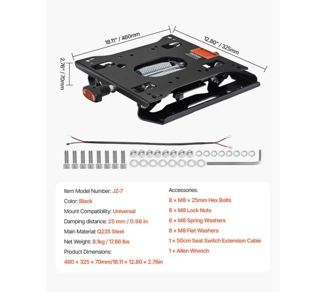 Universalios sėdynės pakabos komplektas be bėgių6