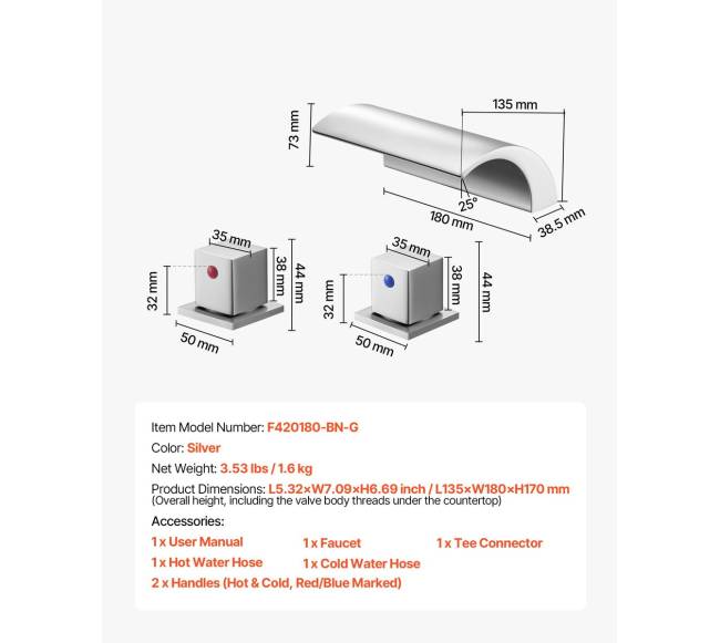 romėniškas vonios maišytuvas su krioklio srove6