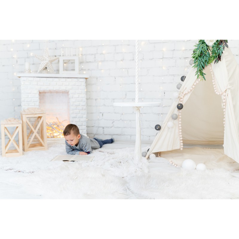 Apvalios lauko ir vidaus supynės, baltos spalvos